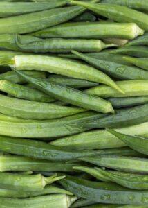 healthy ladyfinger harvested from plants